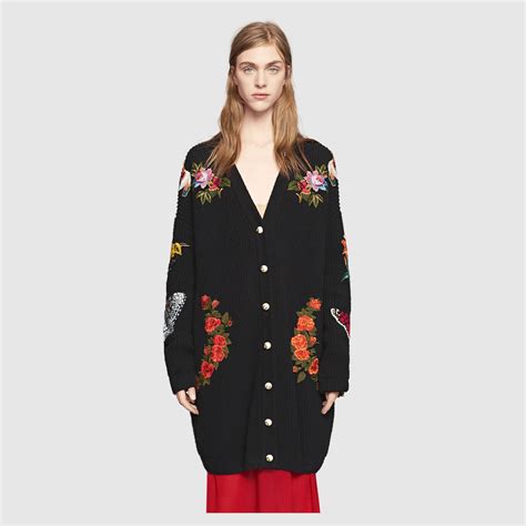 gucci cardigan mini|Gucci embroidered oversized cardigan.